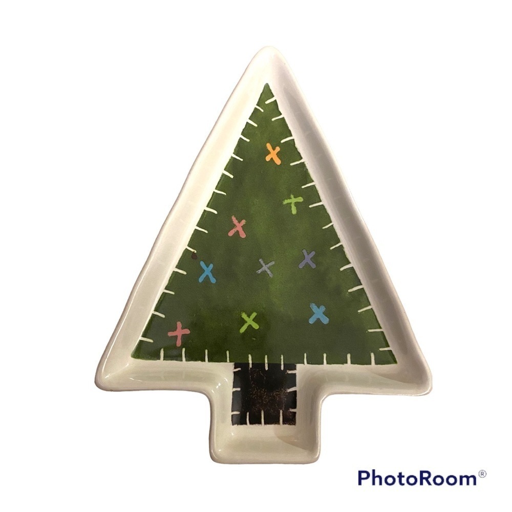 Rae Dunn Artesian Collection Christmas Tree Tray Dish 8”